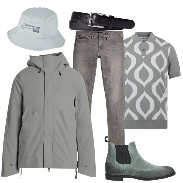 Outfit uomo - Total look #2067716. Stile Trendy per Tutti i giorni. Abbinamento con stivali e stivaletti, giacche, pullovers, cappelli, cinture, jeans.