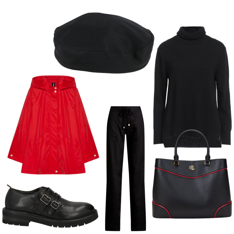 Outfit donna - Che stile. Stile Casual chic per Serata fuori. Abbinamento con mocassini, maglieria, cappelli e berretti, pantaloni, borse a mano, parka.
