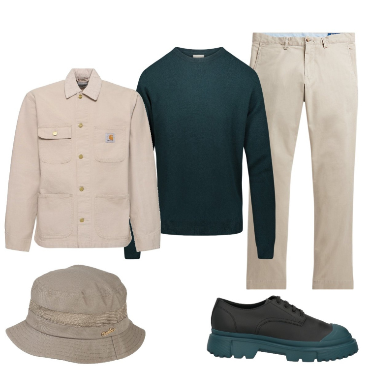 Outfit uomo - Total look #2067784. Stile Business/Elegante per Ufficio. Abbinamento con scarpe stringate, cappelli, pantaloni, maglieria, giacche.