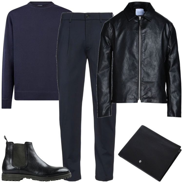 Outfit uomo - Total look #2067799. Stile Trendy per Tutti i giorni. Abbinamento con giacche, stivali e stivaletti, pantaloni, portafogli, maglieria.