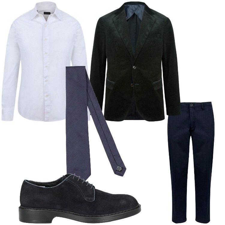 Outfit uomo - Lo stile intramontabile. Stile Business/Elegante per Serata speciale. Abbinamento con cravatte, scarpe stringate, giacche, pantaloni, camicie.