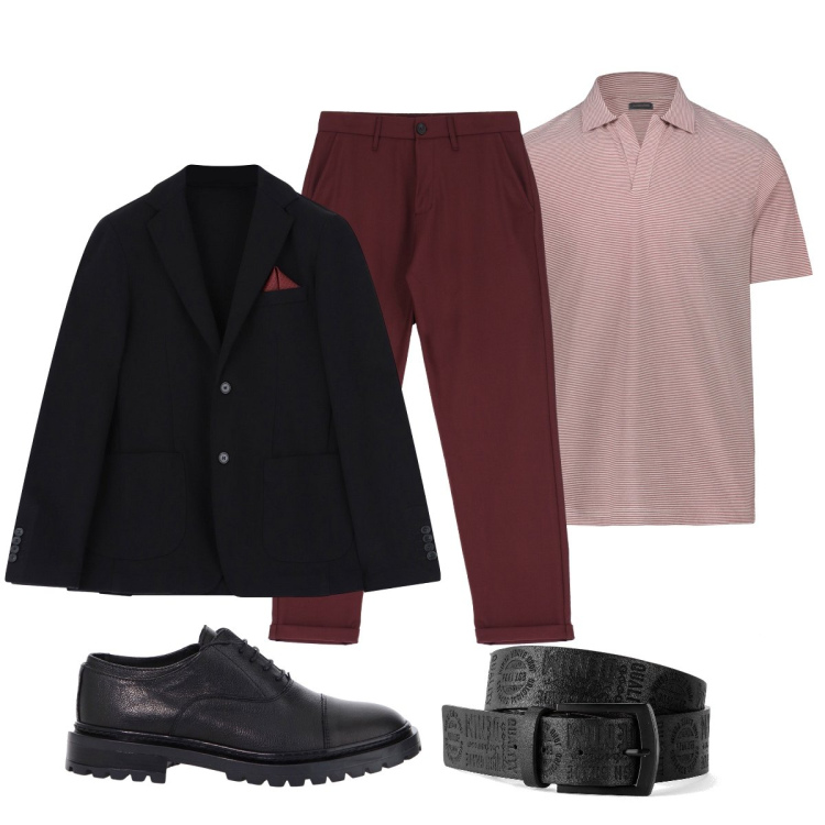 Outfit uomo - Total look #2067913. Stile Trendy per Ufficio. Abbinamento con cinture, pantaloni, scarpe stringate, giacche, polo.