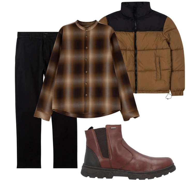 Outfit uomo - Total look #2068037. Stile Urban per Tutti i giorni. Abbinamento con stivali e stivaletti, giacche, pantaloni chino, camicie.