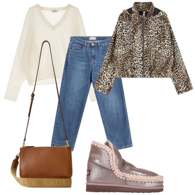 Outfit donna - Borsa marrone Lauren. Stile Casual per Tutti i giorni. Abbinamento con stivaletti, jeans dritti, parka, pullovers, borse a tracolla.