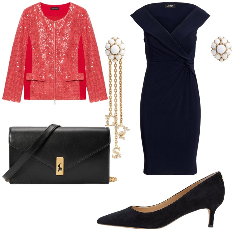 Outfit donna - Orecchìni Dsquared. Stile Chic per Cerimonia. Abbinamento con orecchini, clutch, vestiti, décolleté, blazer.