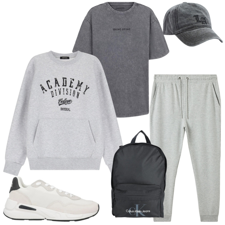 Outfit uomo - In palestra. Stile Casual per Sport. Abbinamento con sneakers, borse sportive, t-shirt, cappelli, pantaloni, felpe.