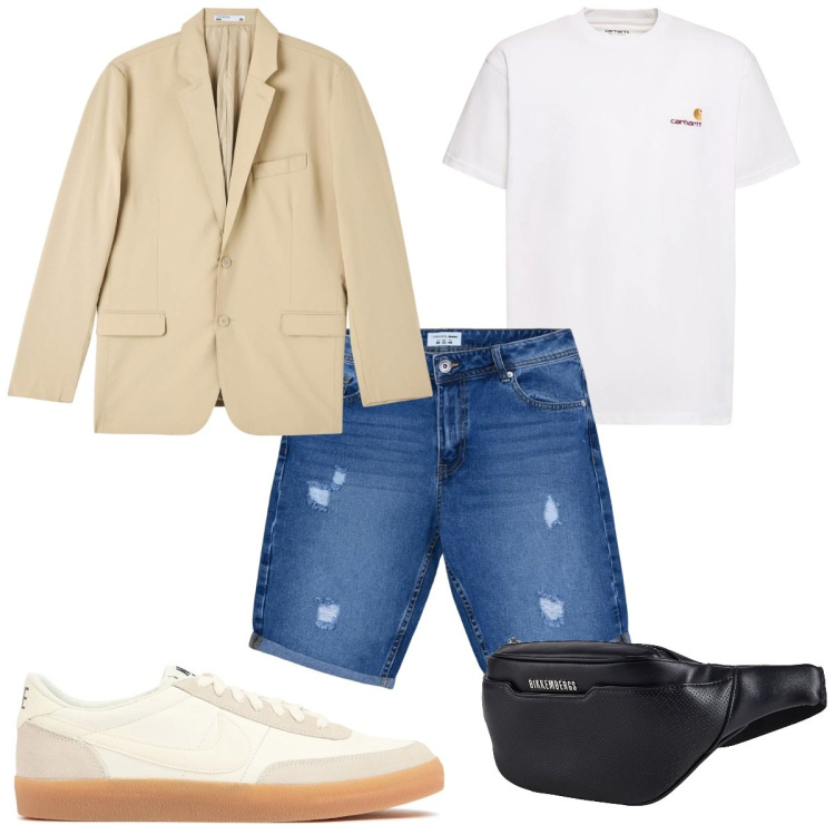 Outfit uomo - Total look #2068415. Stile Casual per Tutti i giorni. Abbinamento con borse sportive, giacche, bermuda, sneakers, t-shirt.