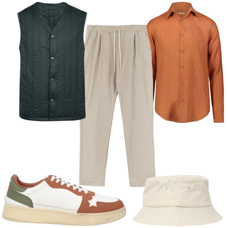 Outfit uomo - Total look #2068418. Stile Trendy per Tutti i giorni. Abbinamento con sneakers, cappelli, pantaloni, piumini, camicie.