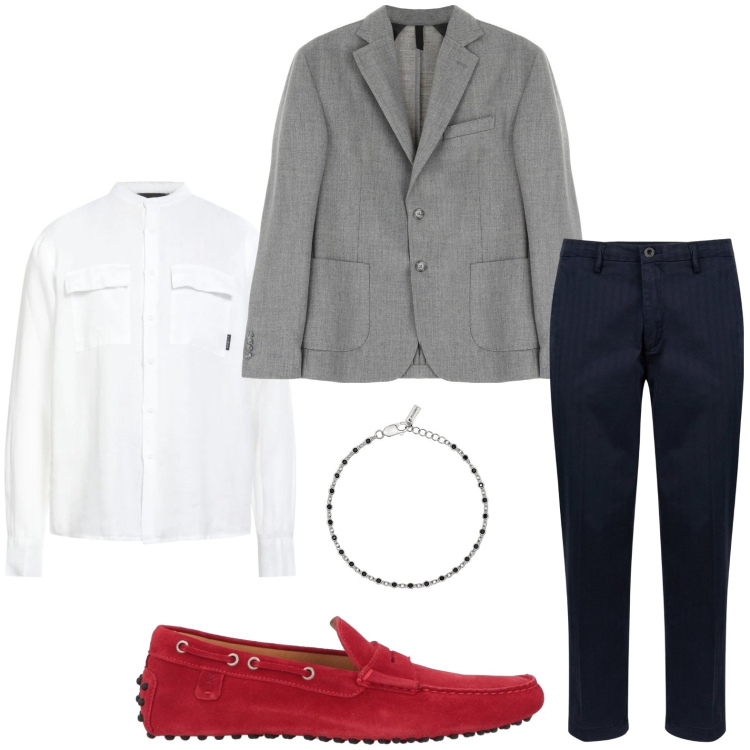 Outfit uomo - Dandy moderno. Stile Trendy per Tutti i giorni. Abbinamento con camicie, scarpe stringate, braccialetti, giacche, pantaloni.