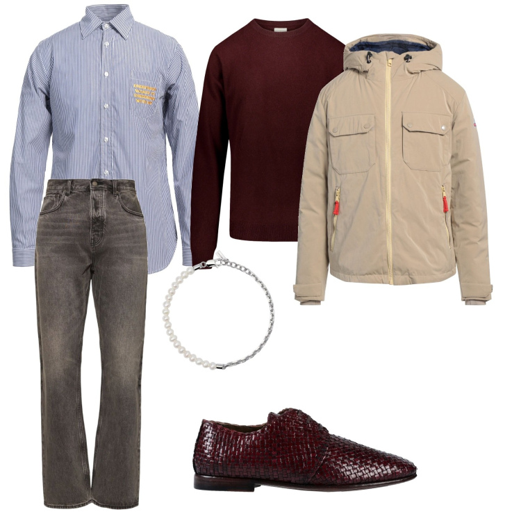 Outfit uomo - Scarpe eleganti. per Ufficio. Abbinamento con scarpe stringate, giacche, camicie, braccialetti, maglieria, jeans.