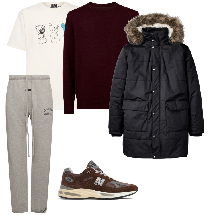 Outfit uomo - Porto giù Ares. per Tutti i giorni. Abbinamento con giacche, maglieria, sneakers, t-shirt, pantaloni.