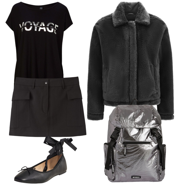 Outfit donna - W i viaggi. Stile Preppy per Tutti i giorni. Abbinamento con maglieria, gonne, ballerine, cappotti, zaini.