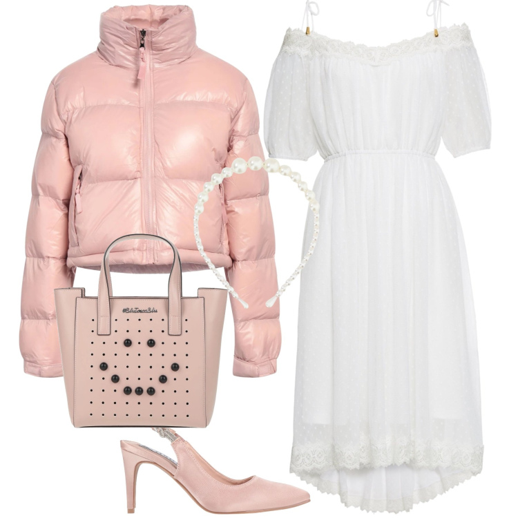 Outfit donna - Romantic birthday. Stile Romantica per Cerimonia. Abbinamento con vestiti, piumini, borse a mano, décolleté, cerchietti.