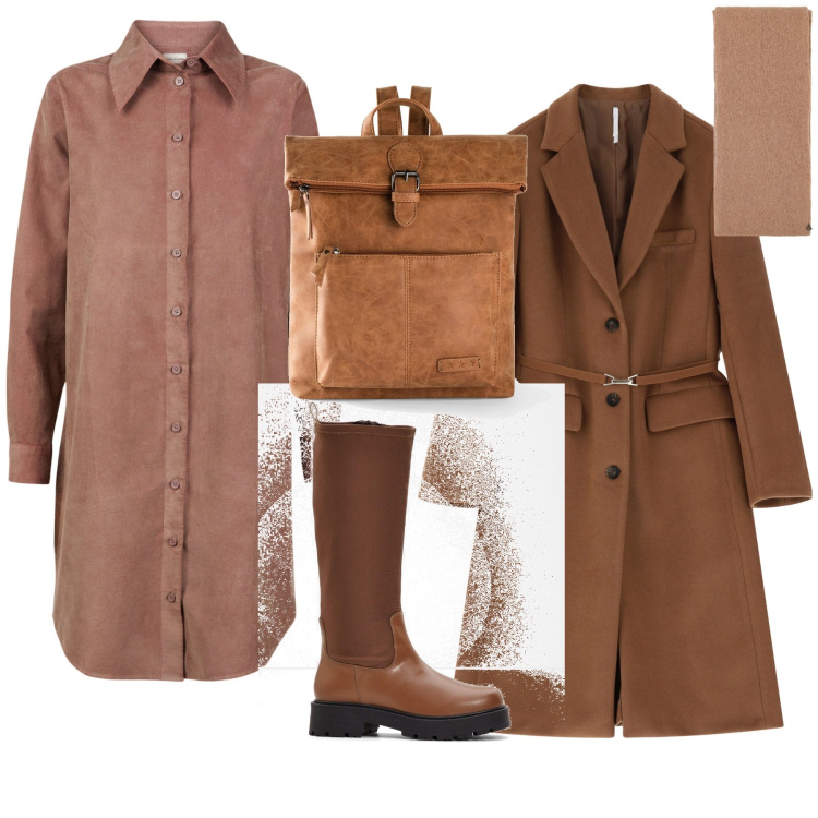 Outfit donna - Comunque un look da ufficio. Stile Urban per Ufficio. Abbinamento con zaini, stivali, cappotti, stole, vestiti chemisier.