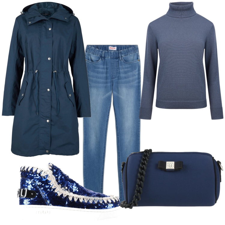 Outfit donna - Semplicemente. Stile Casual chic per Tutti i giorni. Abbinamento con jeggings, parka, stivaletti, borse a tracolla, maglieria.