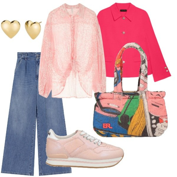 Outfit donna - Dettagli che fanno la differenza. Stile Trendy per Tutti i giorni. Abbinamento con sneakers, borse a mano, orecchini, jeans, camicie, blazer.