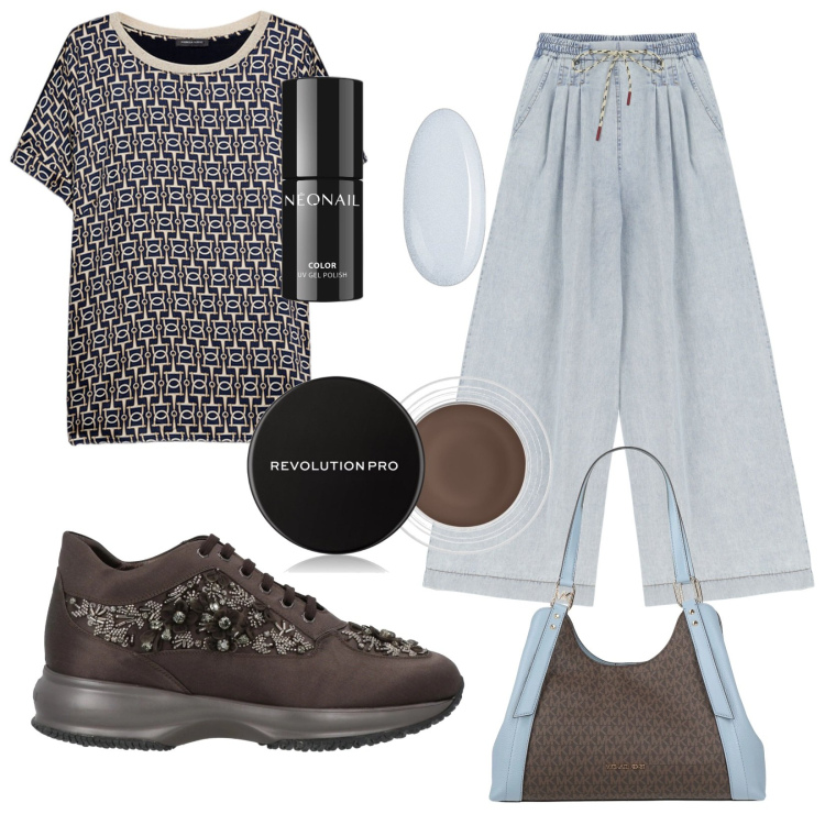 Outfit donna - Total look #2069131. Stile Casual per Tutti i giorni. Abbinamento con sneakers, borse a mano, smalti, mascara, jeans, t-shirt.