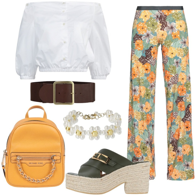 Outfit donna - Boho chic. Stile Boho per Tutti i giorni. Abbinamento con zaini, espadrillas, camicie, leggings, cinture, braccialetti.