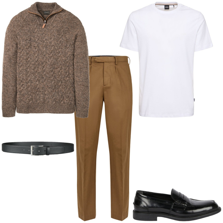 Outfit uomo - Total look #2069157. Stile Business/Elegante per Serata speciale. Abbinamento con maglieria, cinture, pantaloni, t-shirt, scarpe stringate.