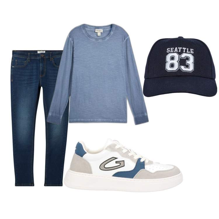 Outfit uomo - Total look #2069170. Stile Casual per Tutti i giorni. Abbinamento con sneakers, maglieria, cappelli, jeans skinny.