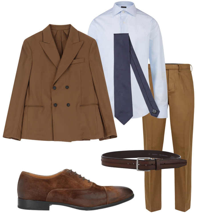 Outfit uomo - Appuntamento di lavoro. Stile Business/Elegante per Ufficio. Abbinamento con scarpe stringate, cravatte, cinture, giacche, pantaloni, camicie.