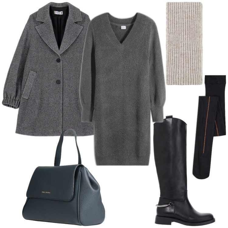 Outfit donna - Gli stivali di febbraio. Stile Bon Ton per Ufficio. Abbinamento con vestiti, collant, zaini, cappotti, stivali, sciarpe.