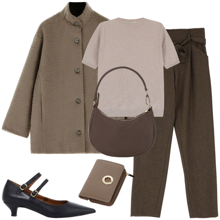Outfit donna - Total look #2069320. Stile Urban per Tutti i giorni. Abbinamento con pantaloni, portafogli, blazer, décolleté, maglieria, borse a spalla.