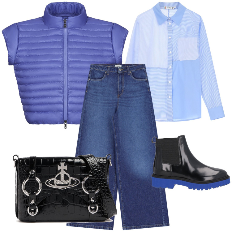 Outfit donna - Ancora inverno ma verso la primavera. Stile Glamour per Tutti i giorni. Abbinamento con stivaletti chelsea, camicie, jeans, blazer, borse a spalla.