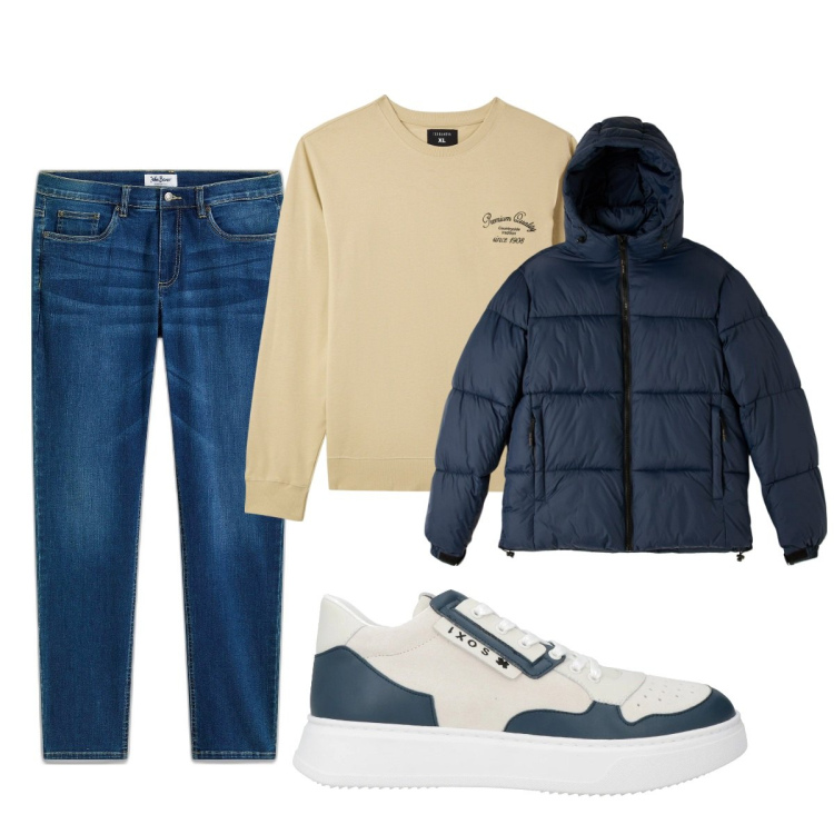 Outfit uomo - Total look #2069579. Stile Casual per Tutti i giorni. Abbinamento con jeans, sneakers, felpe, piumini.