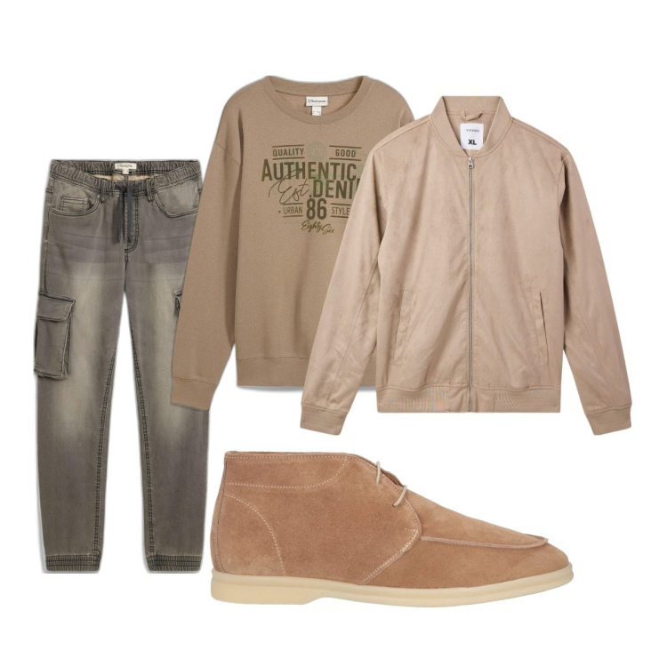 Outfit uomo - Total look #2069585. Stile Casual per Tutti i giorni. Abbinamento con jeans slim fit, felpe, stivali e stivaletti, bomber.