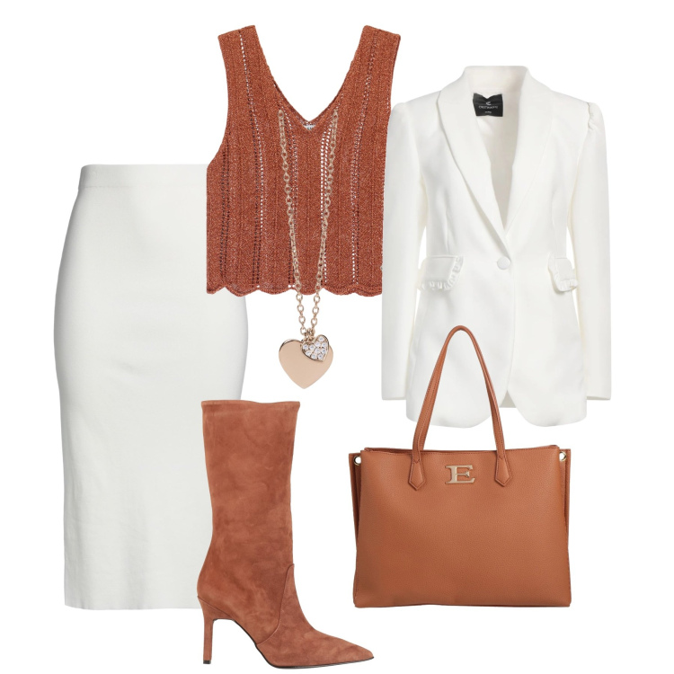 Outfit donna - Stivali glam ufficio e cena- @susystyle. Stile Glamour per Ufficio. Abbinamento con blazer, gonne longuette, borse a mano, stivali, ciondoli, top.