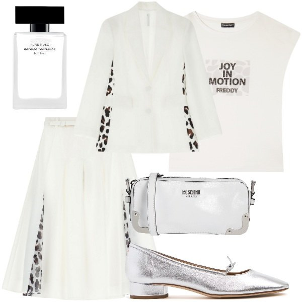 Outfit donna - Dettagli che fanno la differenza. Stile Glamour per Cerimonia. Abbinamento con borse a tracolla, blazer, gonne, profumi, t-shirt, scarpe col tacco.