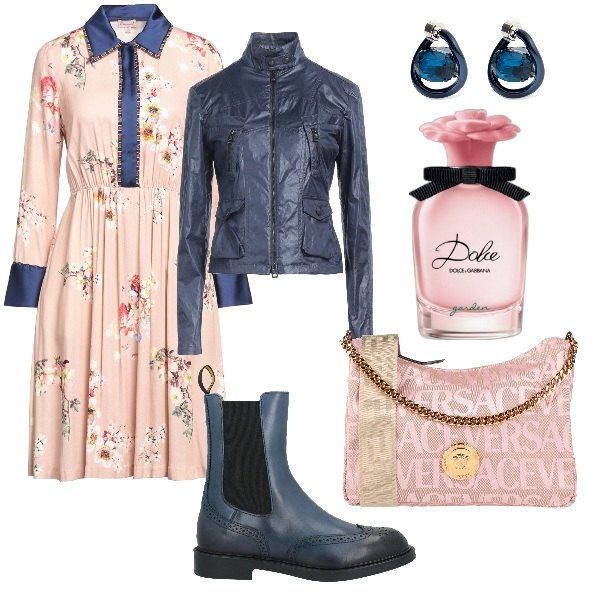 Outfit donna - Domenica mattina. Stile Trendy per Tutti i giorni. Abbinamento con stivaletti chelsea, vestiti midi/longuette, borse a tracolla, blazer, profumi, orecchini.