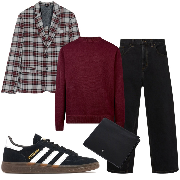 Outfit uomo - Bulletproof. Stile Casual per Ufficio. Abbinamento con giacche, portafogli, maglieria, jeans, sneakers.