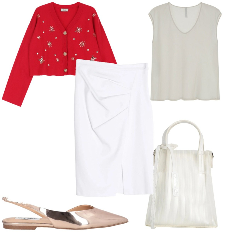 Outfit donna - Total look #2069755. Stile Trendy per Tutti i giorni. Abbinamento con gonne longuette, ballerine, borse a mano, top, cardigans.