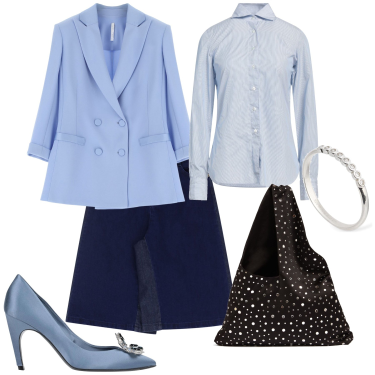 Outfit donna - Accessori gioiello pure per l ufficio. Stile Bon Ton per Ufficio. Abbinamento con décolleté, camicie, bermuda, blazer, borse a spalla, anelli.