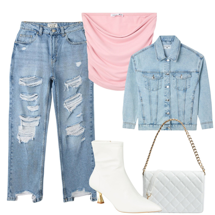 Outfit donna - City. Stile Urban per Tutti i giorni. Abbinamento con stivaletti, jeans dritti, borse a tracolla, cappotti, top.