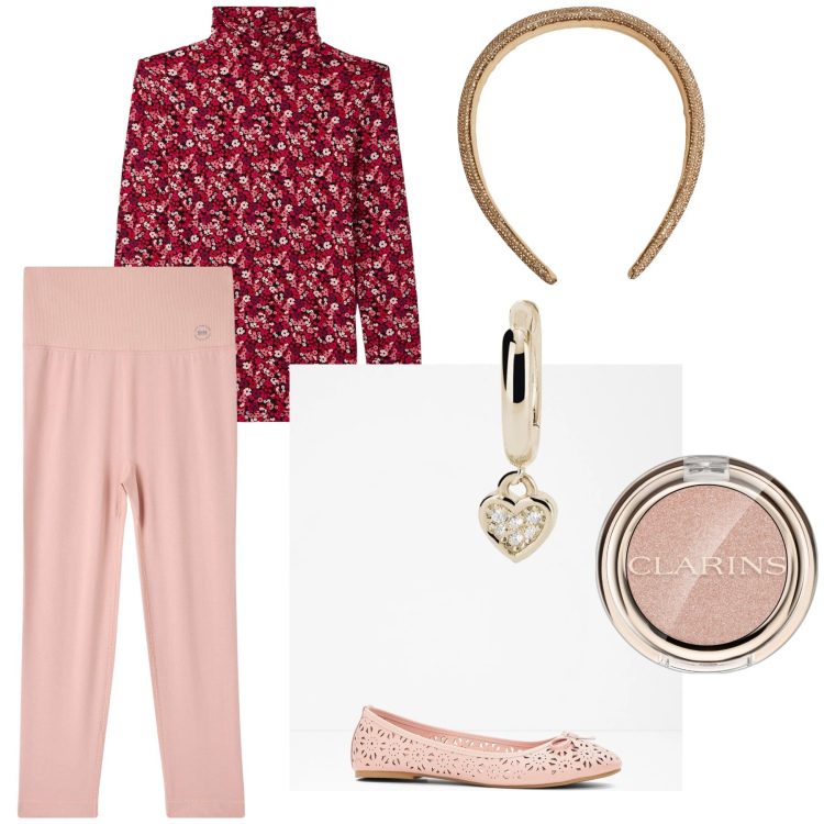 Outfit donna - In casa aspettando amici. Stile Basic per Tutti i giorni. Abbinamento con ballerine, ombretti, leggings, t-shirt, cerchietti, orecchini.