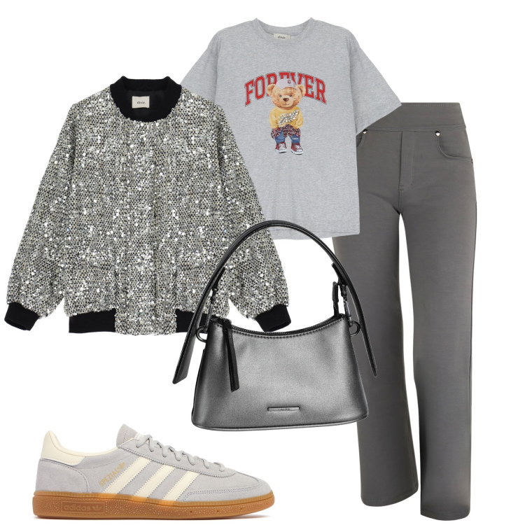 Outfit donna - City. Stile Urban per Tutti i giorni. Abbinamento con borse a mano, pantaloni, t-shirt, bomber, sneakers.