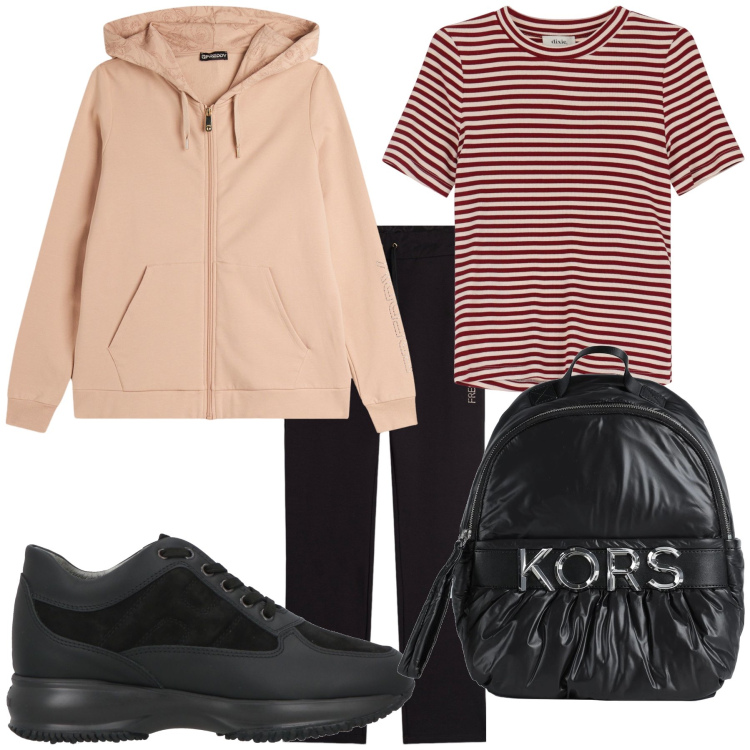 Outfit donna - Palestra chic. Stile Casual chic per Sport. Abbinamento con zaini, sneakers, tute sportive, t-shirt.