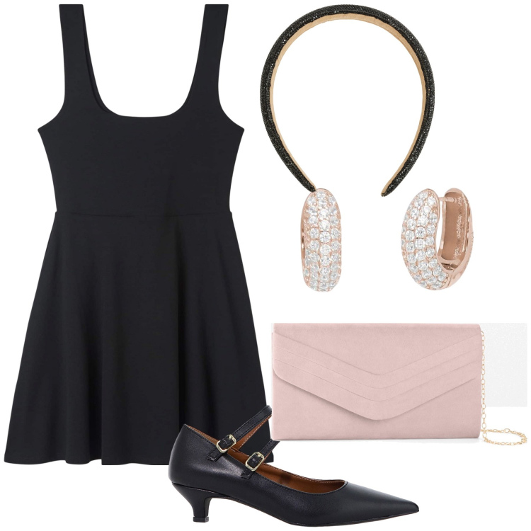 Outfit donna - Semplicemente serata elegante. Stile Bon Ton per Serata fuori. Abbinamento con pochette, vestiti midi/longuette, cerchietti, orecchini, décolleté.