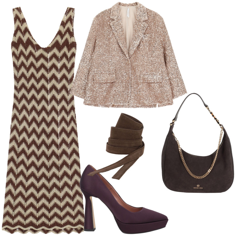 Outfit donna - Cocktail con le amiche. Stile Bon Ton per Tutti i giorni. Abbinamento con décolleté, borse a spalla, vestiti midi/longuette, blazer, cinture.