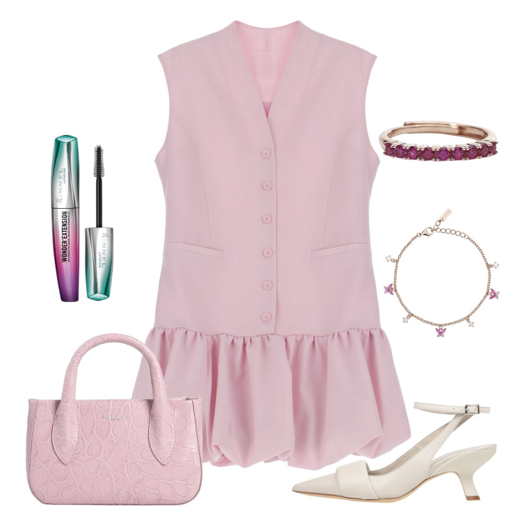 Outfit donna - Minimal Chic!. Stile Minimal per Serata fuori. Abbinamento con décolleté, borse a mano, mascara, anelli, braccialetti, vestiti corti.