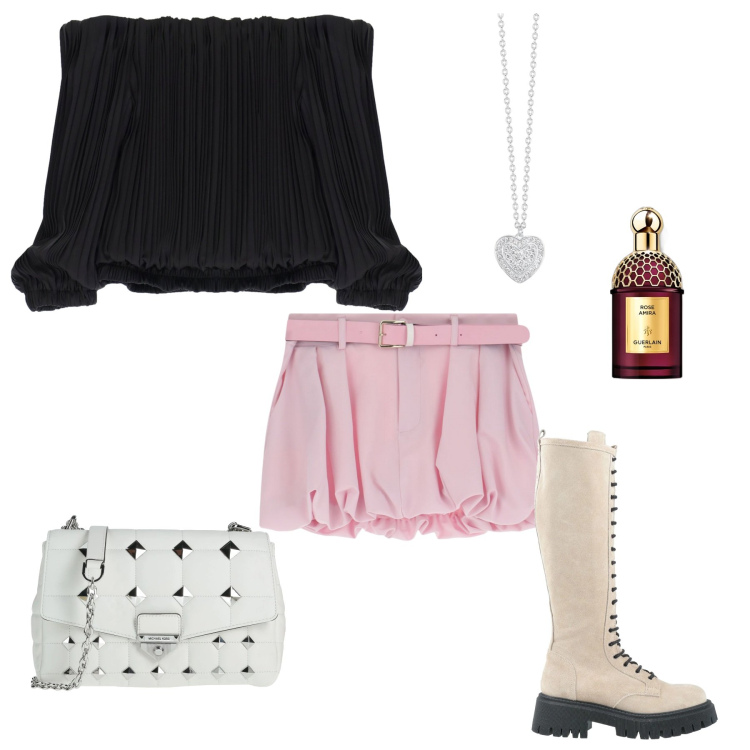 Outfit donna - Stivali a go go!!!. Stile Casual per Tutti i giorni. Abbinamento con stivali, borse a tracolla, profumi, collane, minigonne, top.