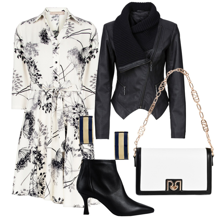 Outfit donna - Total look #2070471. per Serata fuori. Abbinamento con stivaletti, blazer, borse a tracolla, vestiti chemisier, orecchini.