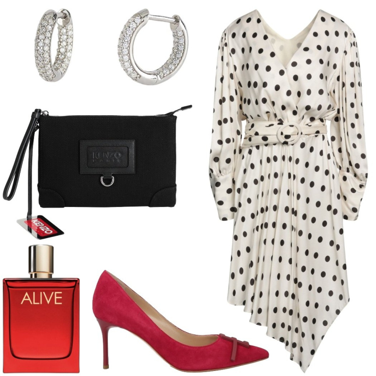 Outfit donna - Outfit cerimonia. Stile Glamour per Cerimonia. Abbinamento con vestiti corti, borse a mano, décolleté, profumi, orecchini.