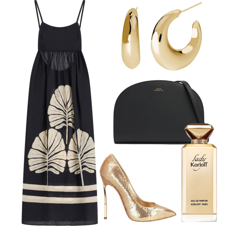 Outfit donna - Carnevale a Venezia. Stile Glamour per Serata fuori. Abbinamento con décolleté, profumi, orecchini, vestiti lunghi, clutch.