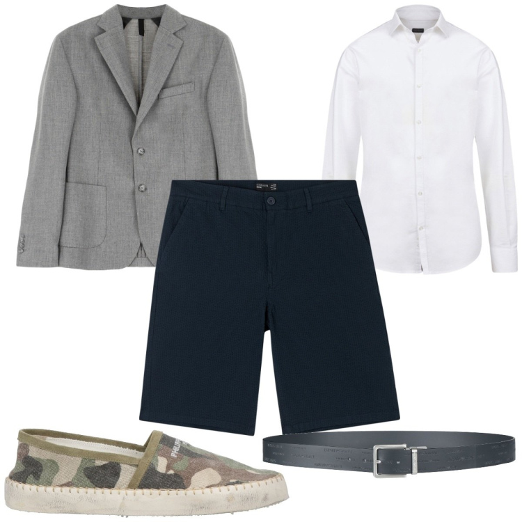 Outfit uomo - Total look #2070624. Stile Trendy per Tutti i giorni. Abbinamento con scarpe stringate, cinture, bermuda, giacche, camicie.