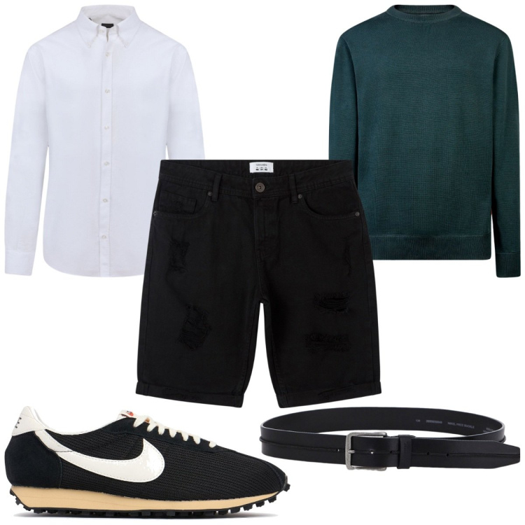 Outfit uomo - Total look #2070645. Stile Trendy per Tutti i giorni. Abbinamento con bermuda, cinture, maglieria, sneakers, camicie.