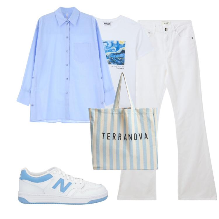Outfit donna - La camicia oversize. Stile Trendy per Tutti i giorni. Abbinamento con sneakers, jeans a zampa, borse tote, t-shirt, camicie.